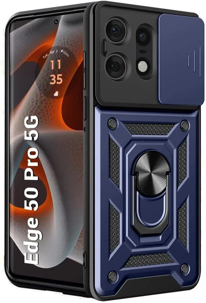 Micvir Back Cover for Motorola Edge 50 Pro 5G (Blue, Shock Proof, Polycarbonate, Silicon, Pack of: 1)