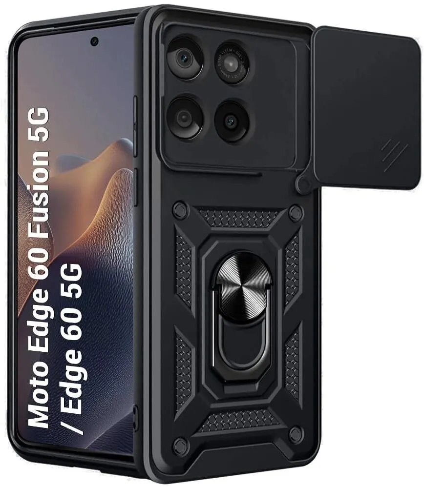 Micvir Back Cover for Motorola Edge 60 5G (Black, Shock Proof, Polycarbonate, Silicon, Pack of: 1)
