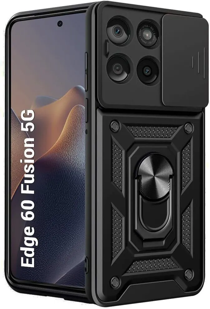 Micvir Back Cover for MOTOROLA Edge 60 Fusion 5G (Black, Shock Proof, Polycarbonate, Silicon, Pack of: 1)
