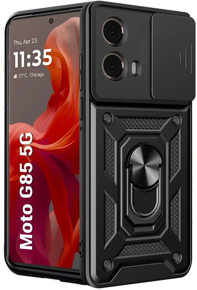 Micvir Back Cover for MOTOROLA G85 5G (Black, Shock Proof, Polycarbonate, Silicon, Pack of: 1)