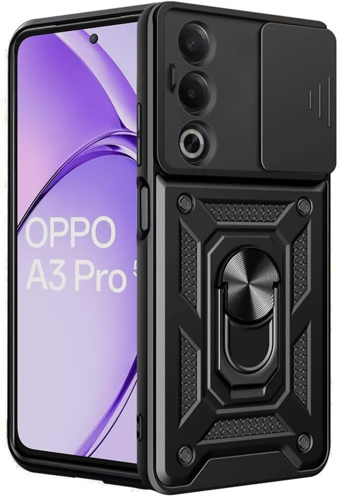 Micvir Back Cover for Oppo A3 Pro 5G (Black, Shock Proof, Polycarbonate, Silicon, Pack of: 1)