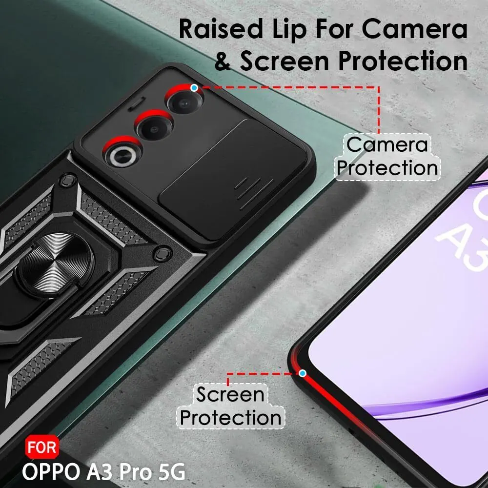 Micvir Back Cover for Oppo A3 Pro 5G (Black, Shock Proof, Polycarbonate, Silicon, Pack of: 1) — image 3 of 5