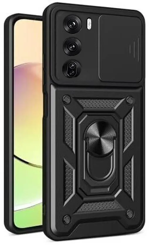 Micvir Back Cover for Oppo Reno 12 5G (Black, Shock Proof, Polycarbonate, Silicon, Pack of: 1)