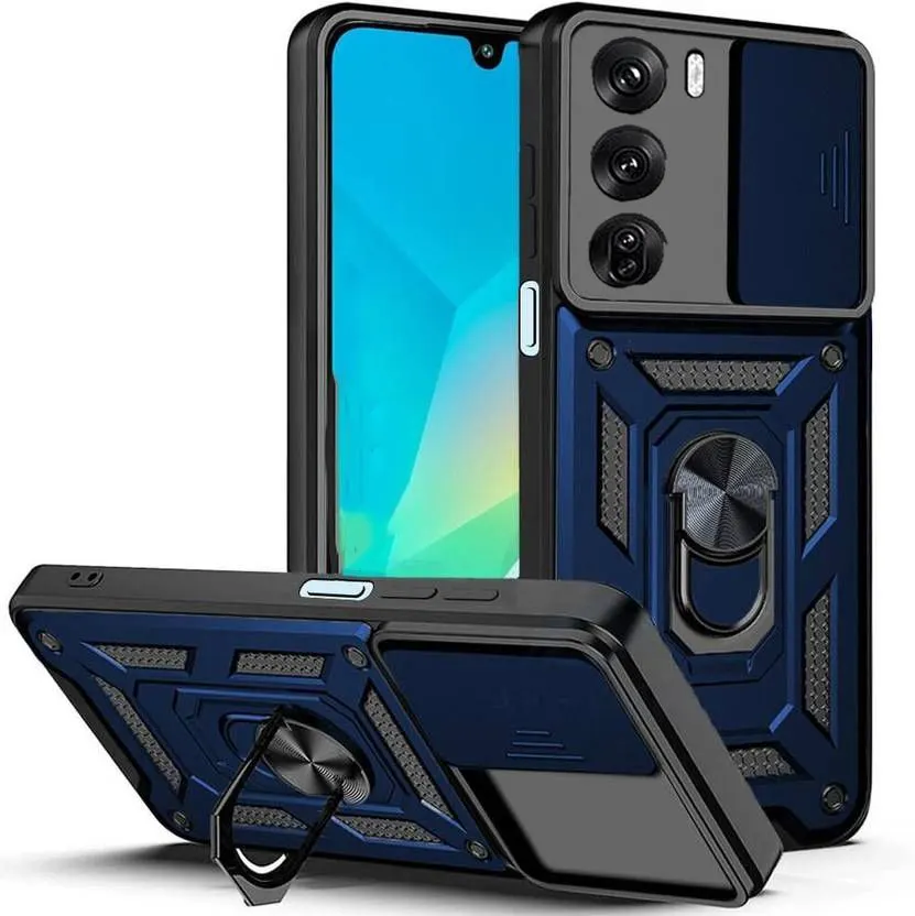 Micvir Back Cover for Oppo Reno 12 5G (Blue, Shock Proof, Polycarbonate, Silicon, Pack of: 1)