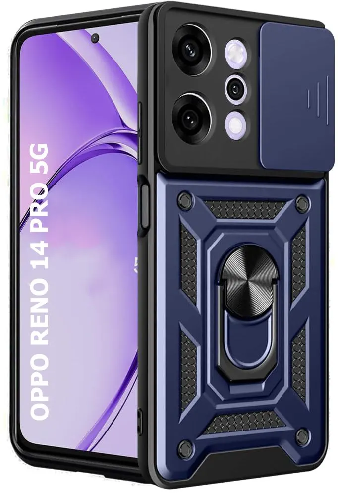 Micvir Back Cover for Oppo Reno 14 Pro 5G (Blue, Shock Proof, Polycarbonate, Silicon, Pack of: 1)