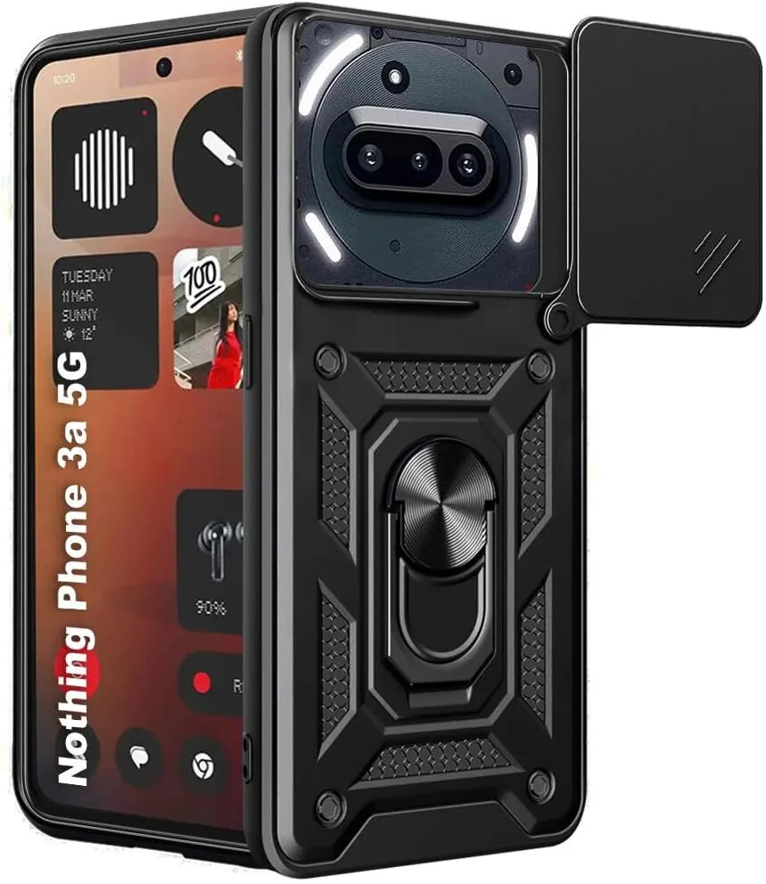 Micvir Back Cover for Nothing Phone (3a) (Black, Shock Proof, Pack of: 1)