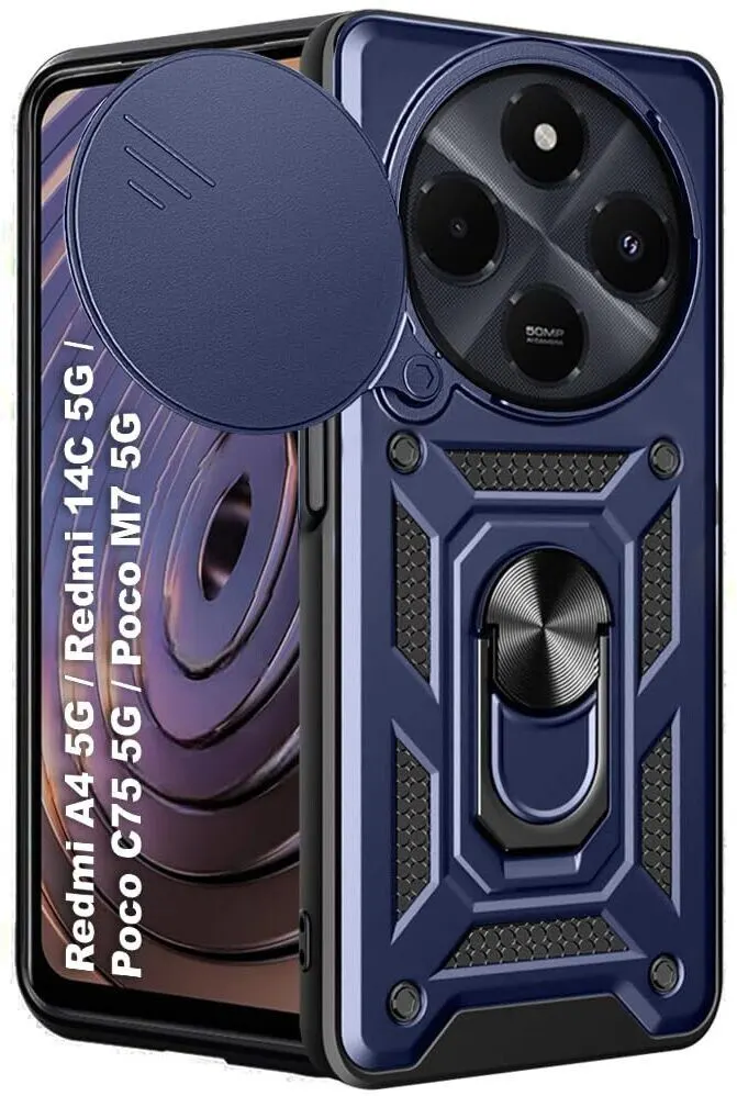 Micvir Back Cover for REDMI A4 5G (Blue, Shock Proof, Polycarbonate, Silicon, Pack of: 1)