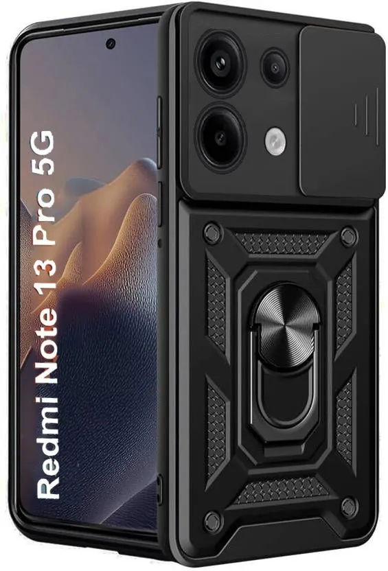 Micvir Back Cover for Redmi Note 13 Pro 5G (Black, Shock Proof, Polycarbonate, Silicon, Pack of: 1)