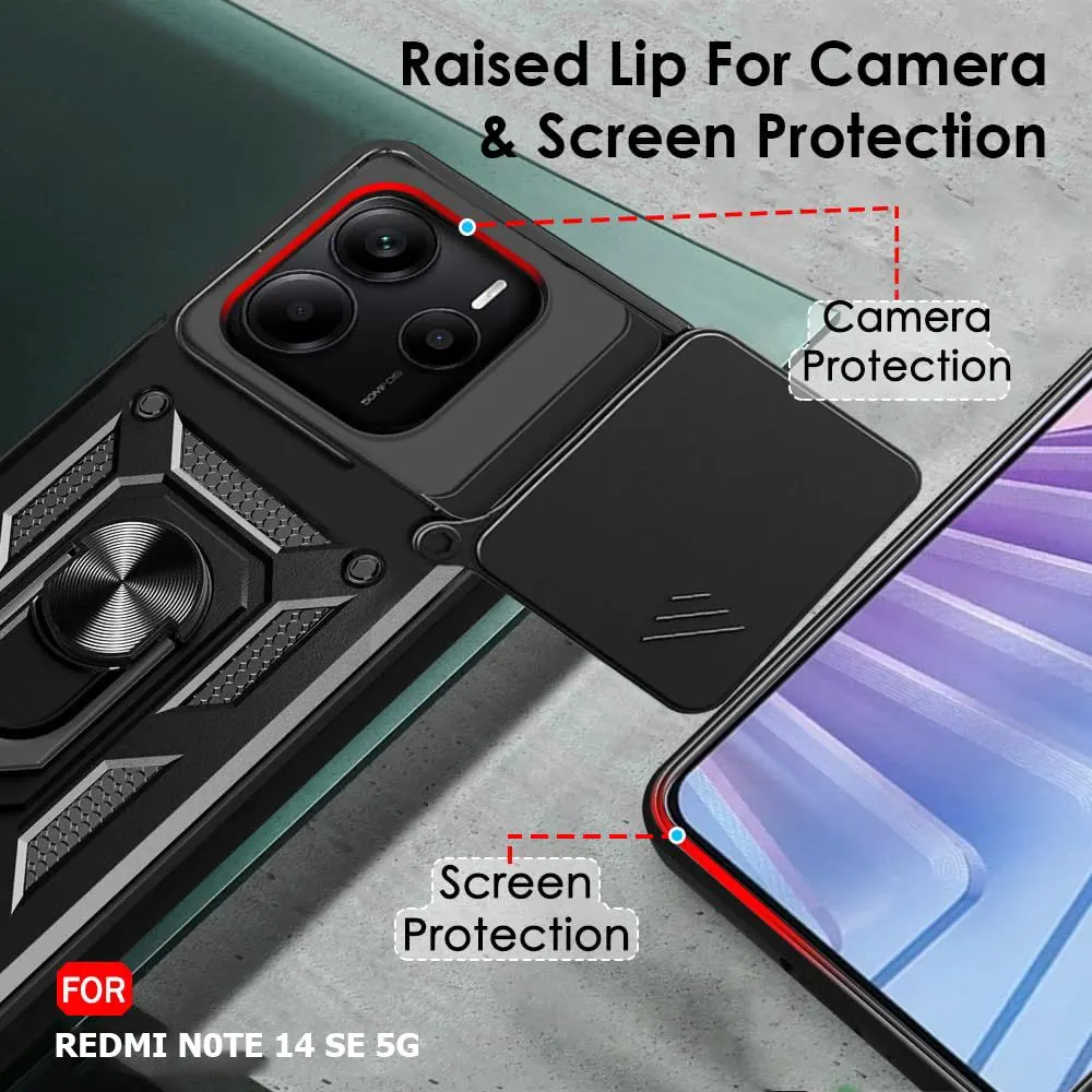 Micvir Back Cover for Redmi Note 14 SE 5G (Black, Shock Proof, Polycarbonate, Silicon, Pack of: 1) — image 2 of 5