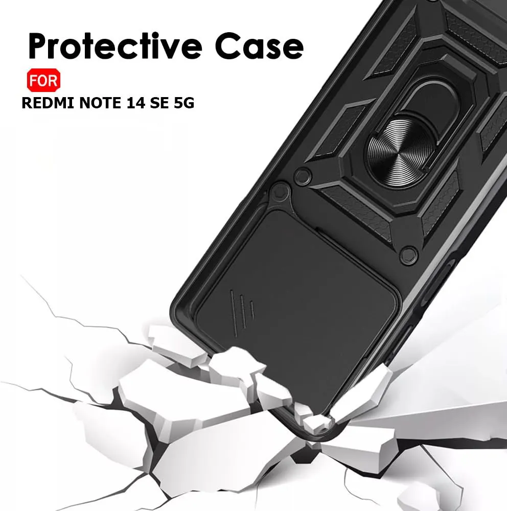 Micvir Back Cover for Redmi Note 14 SE 5G (Black, Shock Proof, Polycarbonate, Silicon, Pack of: 1) — image 4 of 5