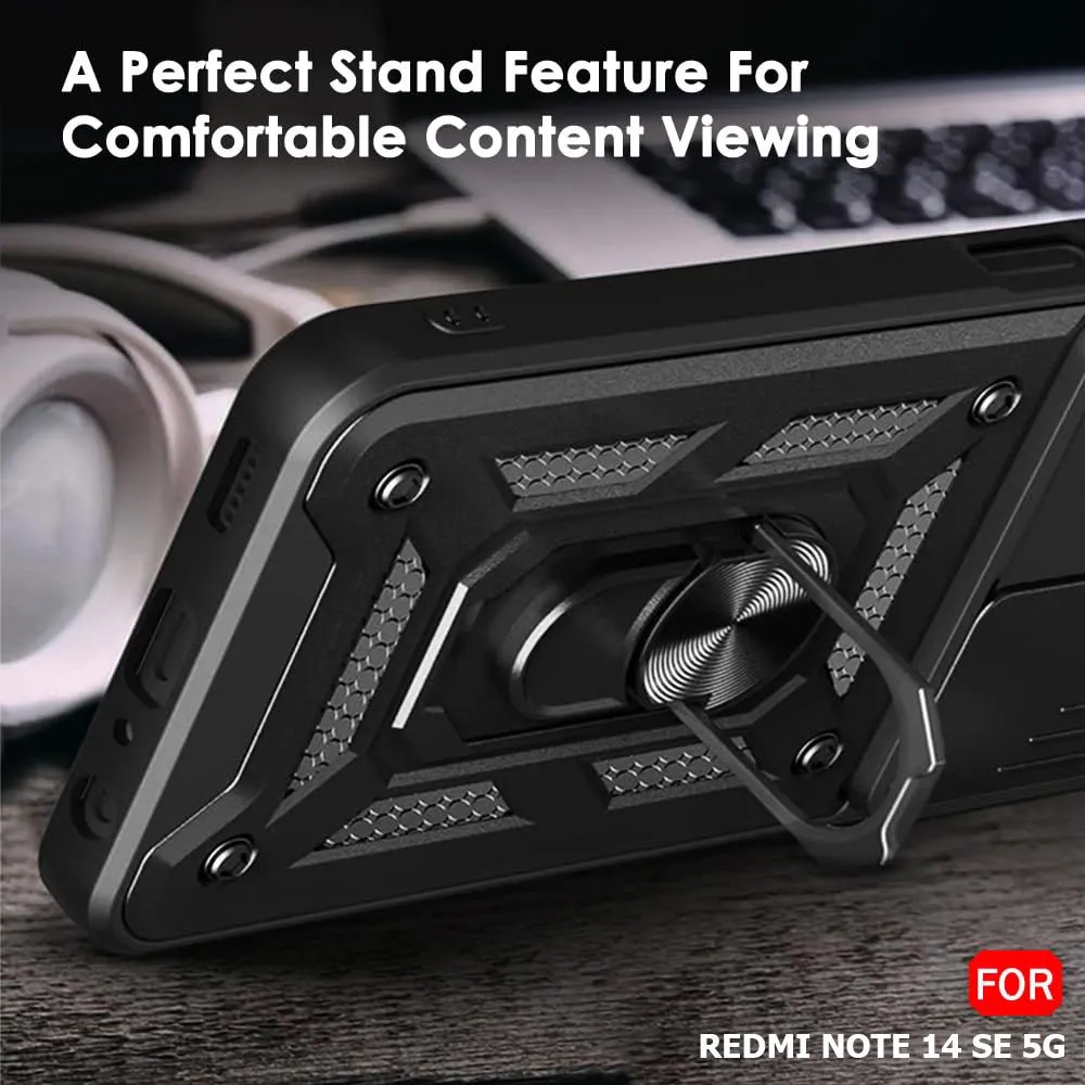 Micvir Back Cover for Redmi Note 14 SE 5G (Black, Shock Proof, Polycarbonate, Silicon, Pack of: 1) — image 5 of 5