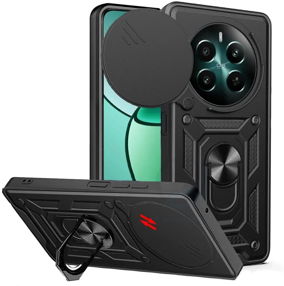 Micvir Back Cover for Realme 12 Plus 5G (Black, Shock Proof, Pack of: 1)
