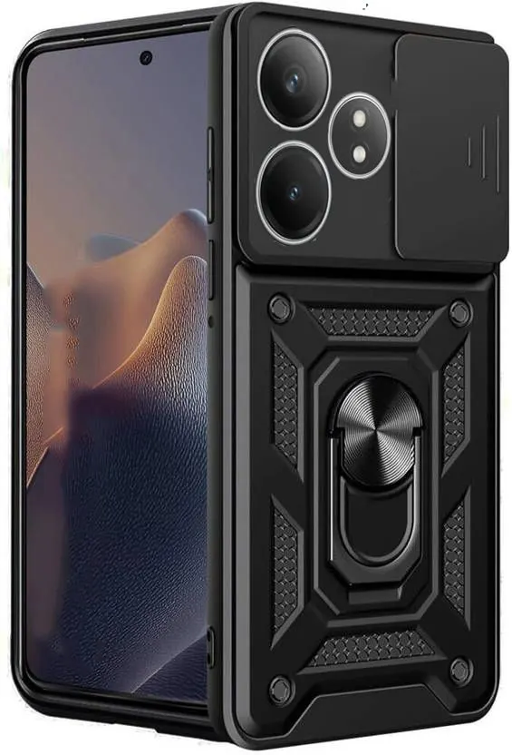 Micvir Back Cover for Realme GT 6T 5G (Black, Shock Proof, Polycarbonate, Silicon, Pack of: 1)
