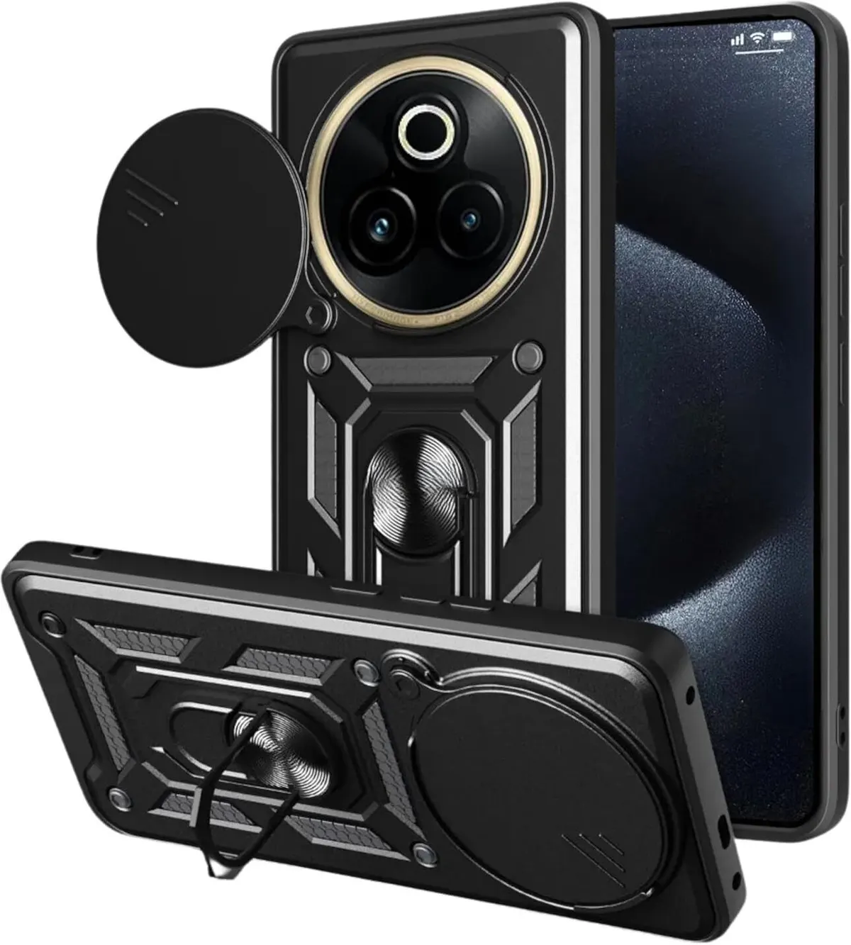 Micvir Back Cover for Realme P3 Pro 5G (Black, Shock Proof, Polycarbonate, Silicon, Pack of: 1)