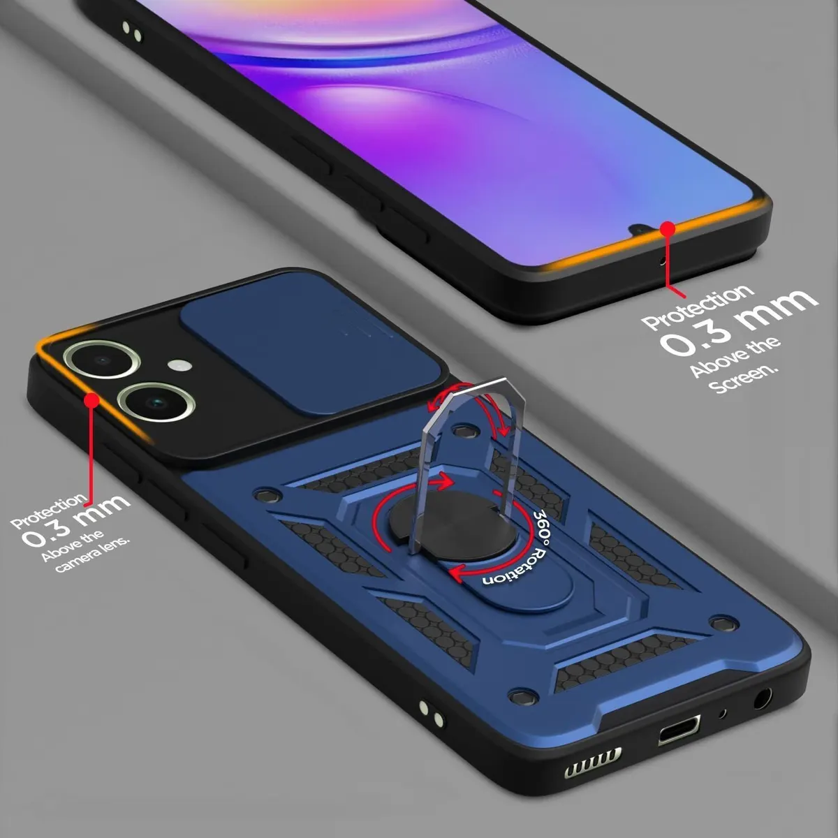 Micvir Back Cover for SAMSUNG Galaxy M06 5G (Blue, Shock Proof, Polycarbonate, Silicon, Pack of: 1) — image 3 of 5