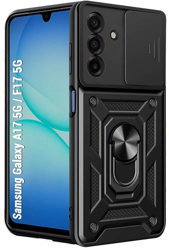 Micvir Back Cover for Samsung Galaxy M17 5G (Black, Shock Proof, Polycarbonate, Silicon, Pack of: 1)