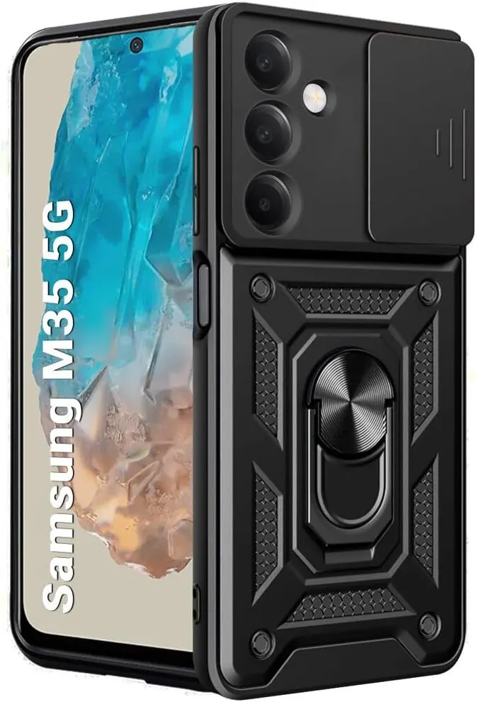 Micvir Back Cover for SAMSUNG Galaxy M35 5G (Black, Shock Proof, Polycarbonate, Silicon, Pack of: 1)