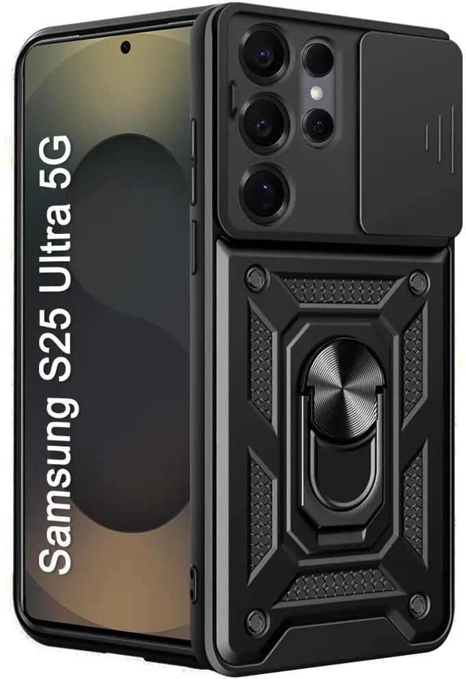 Micvir Back Cover for Samsung Galaxy S25 Ultra 5G (Black, Shock Proof, Polycarbonate, Silicon, Pack of: 1)