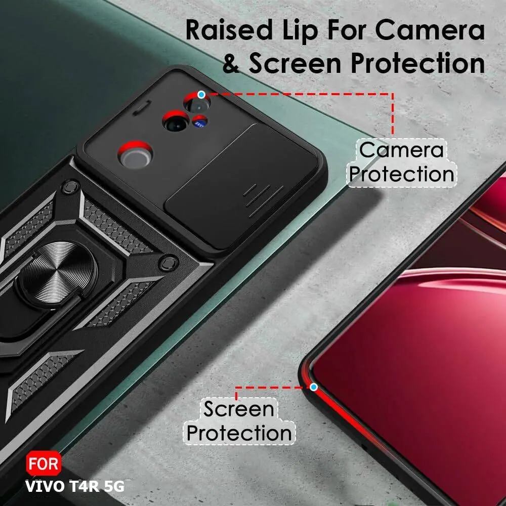 Micvir Back Cover for Vivo T4R 5G (Black, Shock Proof, Polycarbonate, Silicon, Pack of: 1) — image 2 of 5