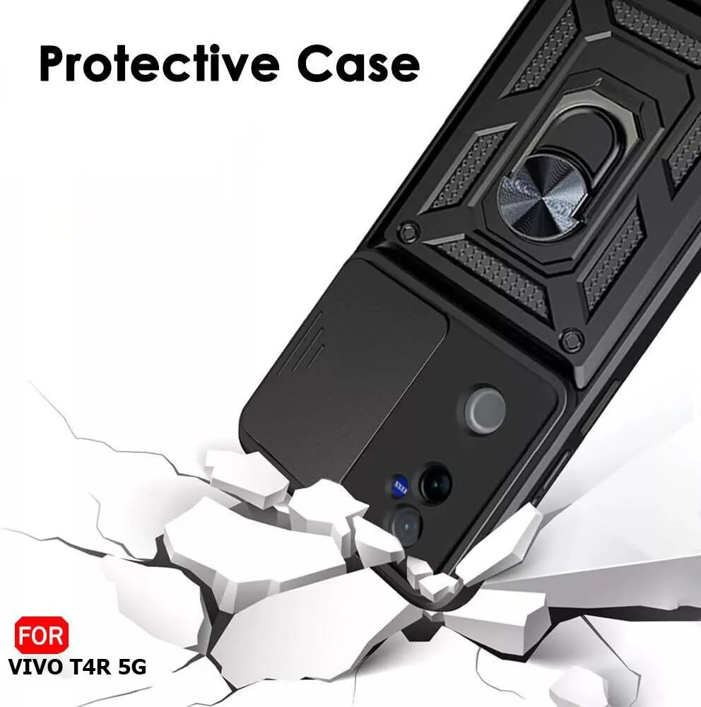 Micvir Back Cover for Vivo T4R 5G (Black, Shock Proof, Polycarbonate, Silicon, Pack of: 1) — image 4 of 5