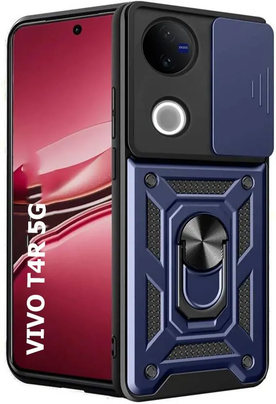 Micvir Back Cover for Vivo T4R 5G (Blue, Shock Proof, Polycarbonate, Silicon, Pack of: 1)