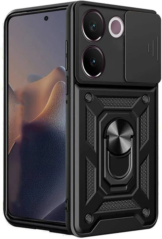 Micvir Back Cover for Vivo V30e 5G (Black, Shock Proof, Polycarbonate, Silicon, Pack of: 1)