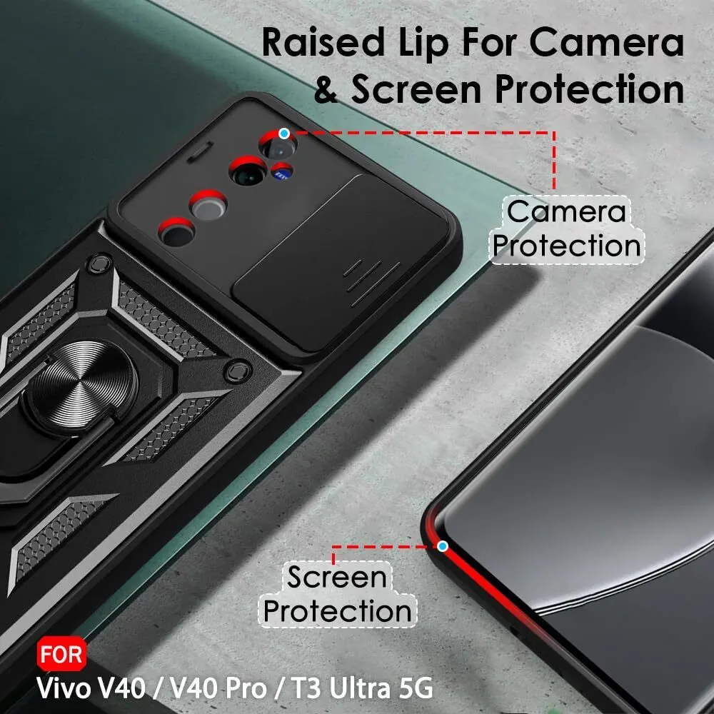 Micvir Back Cover for vivo V40 5G (Black, Shock Proof, Polycarbonate, Silicon, Pack of: 1) — image 2 of 5