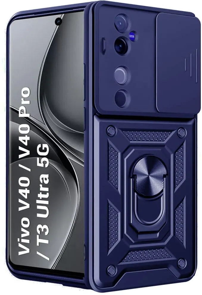 Micvir Back Cover for vivo V40 5G (Blue, Shock Proof, Polycarbonate, Silicon, Pack of: 1)