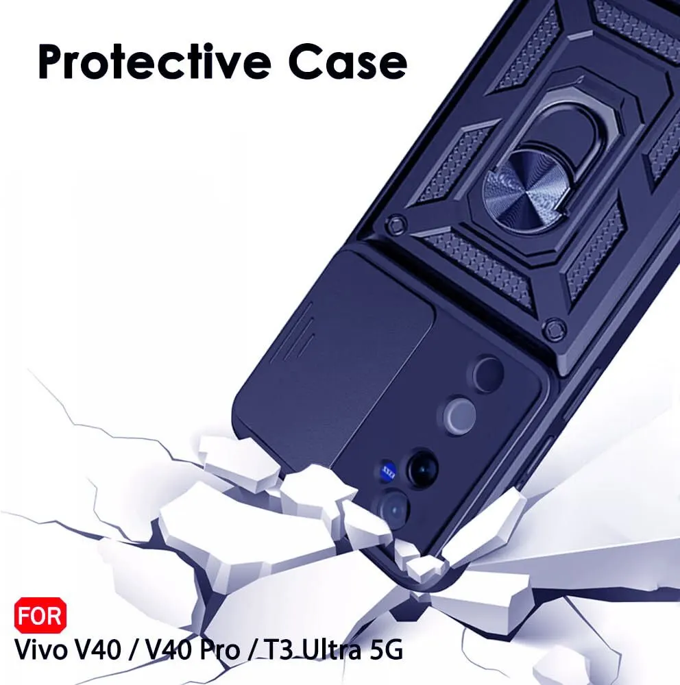 Micvir Back Cover for vivo V40 5G (Blue, Shock Proof, Polycarbonate, Silicon, Pack of: 1) — image 3 of 5