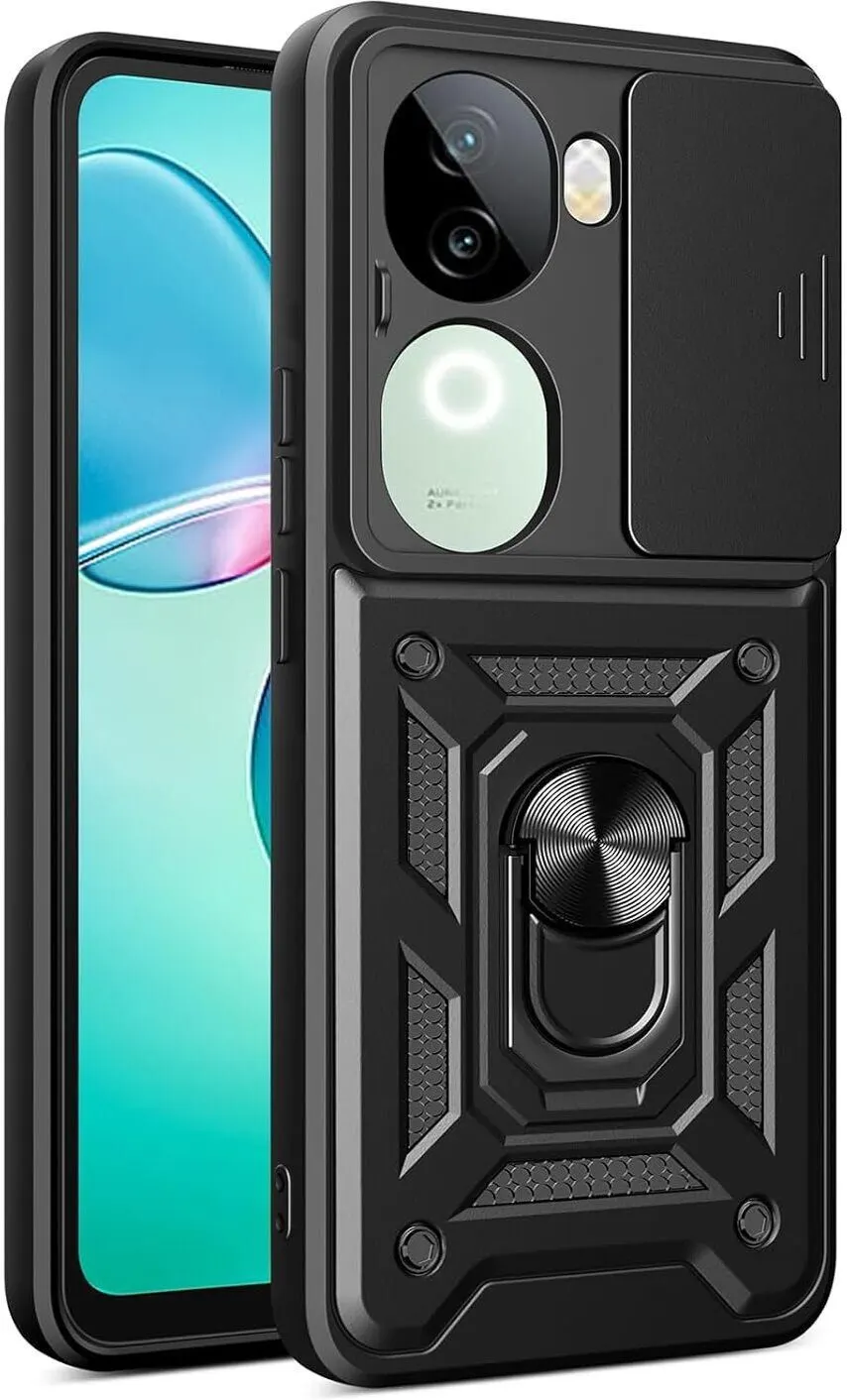Micvir Back Cover for Vivo V40e 5G (Black, Shock Proof, Pack of: 1)