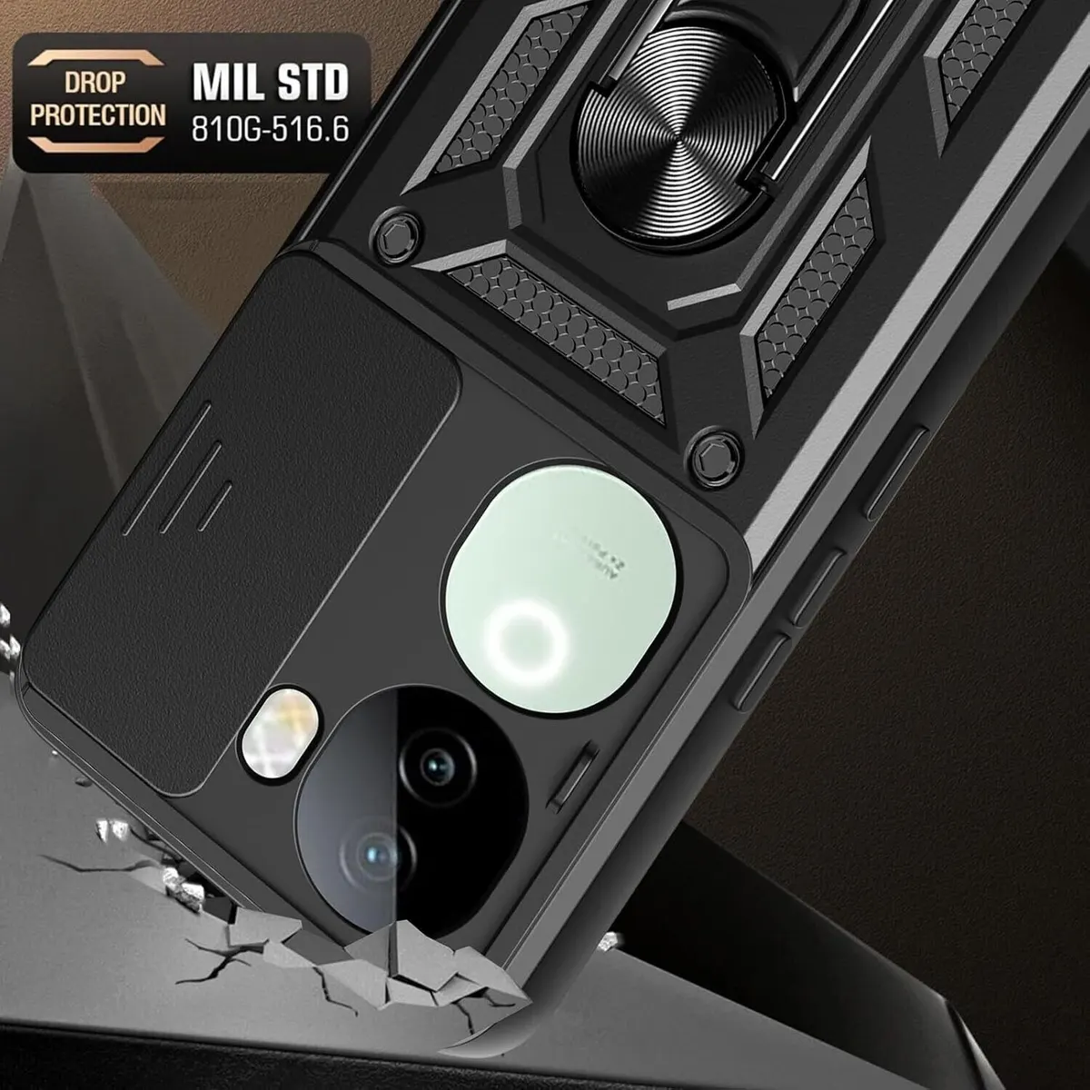 Micvir Back Cover for Vivo V40e 5G (Black, Shock Proof, Pack of: 1) — image 2 of 5