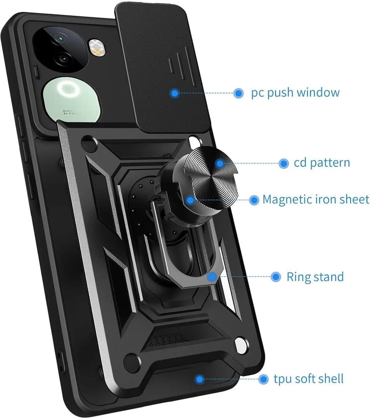 Micvir Back Cover for Vivo V40e 5G (Black, Shock Proof, Pack of: 1) — image 5 of 5
