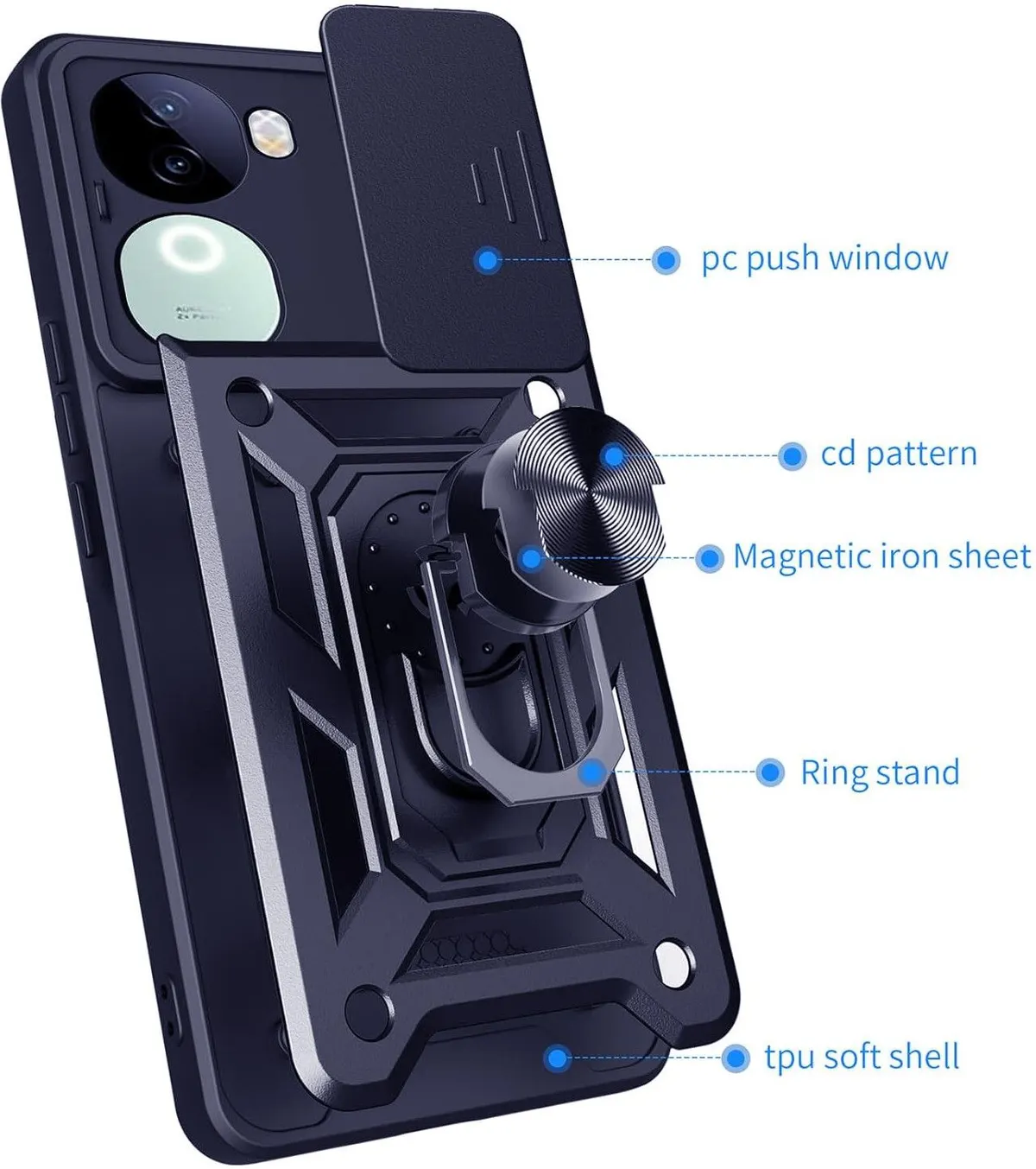 Micvir Back Cover for Vivo V40e 5G (Blue, Shock Proof, Pack of: 1) — image 5 of 5