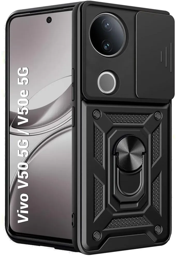 Micvir Back Cover for Vivo V50e 5G (Black, Shock Proof, Pack of: 1)