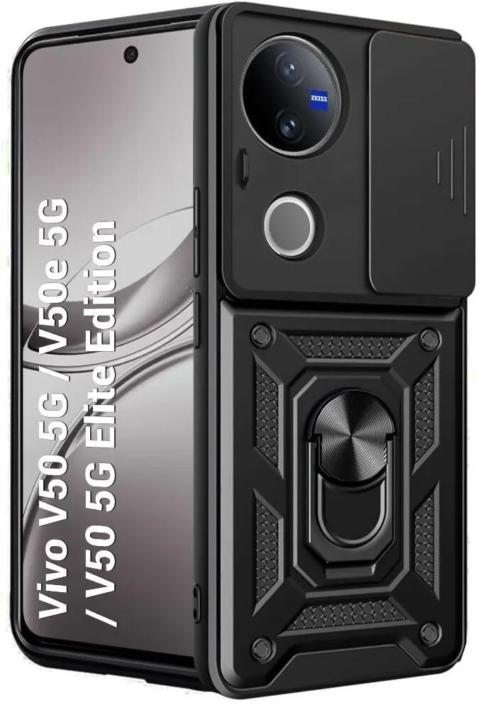 Micvir Back Cover for vivo V50 5G Elite Edition (Black, Shock Proof, Pack of: 1)