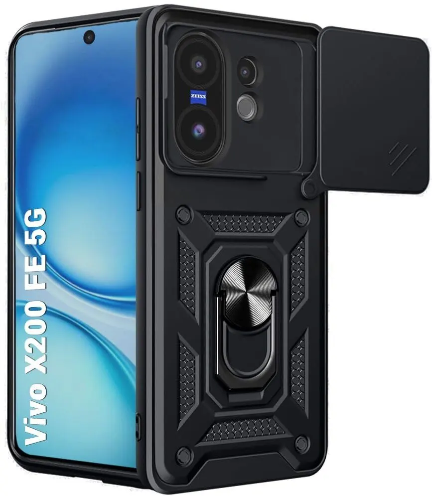 Micvir Back Cover for Vivo X200 FE 5G (Black, Shock Proof, Pack of: 1)