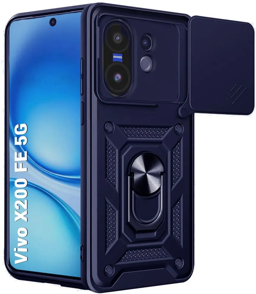 Micvir Back Cover for Vivo X200 FE 5G (Blue, Shock Proof, Polycarbonate, Silicon, Pack of: 1)