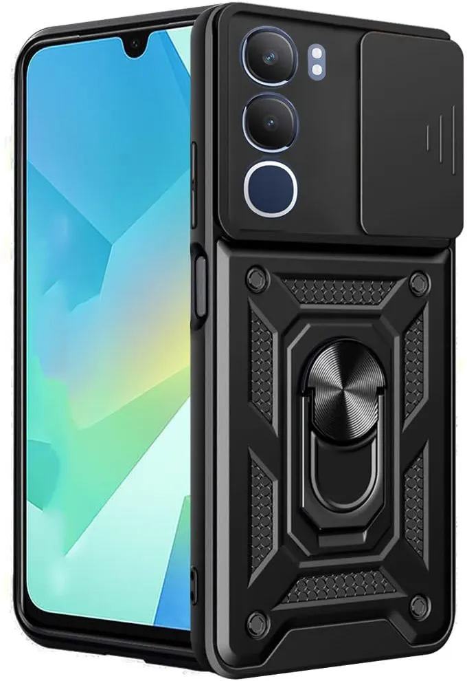 Micvir Back Cover for vivo Y29 5G (Black, Shock Proof, Polycarbonate, Silicon, Pack of: 1)