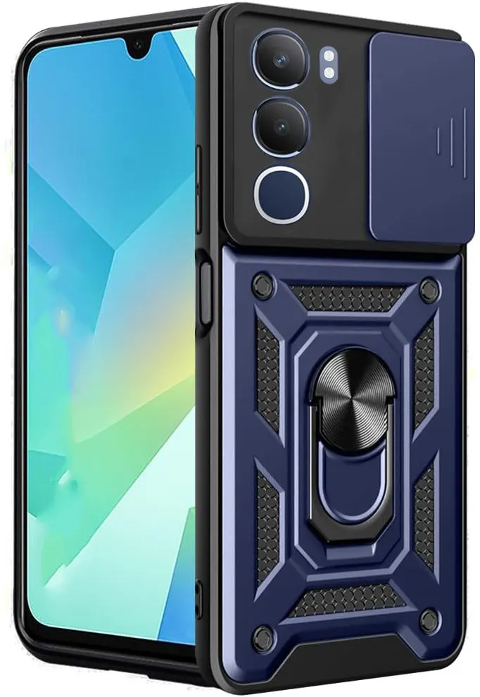 Micvir Back Cover for vivo Y29 5G (Blue, Shock Proof, Polycarbonate, Silicon, Pack of: 1)