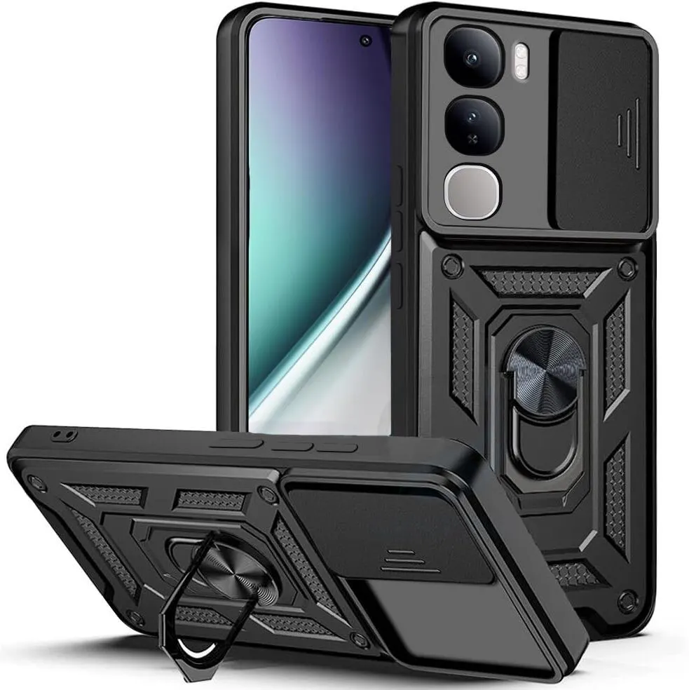 Micvir Back Cover for vivo Y300 5G (Black, Shock Proof, Polycarbonate, Silicon, Pack of: 1)