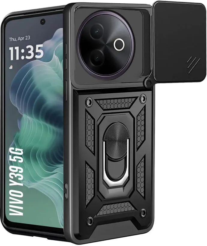 Micvir Back Cover for Vivo Y39 5G (Black, Shock Proof, Polycarbonate, Silicon, Pack of: 1)