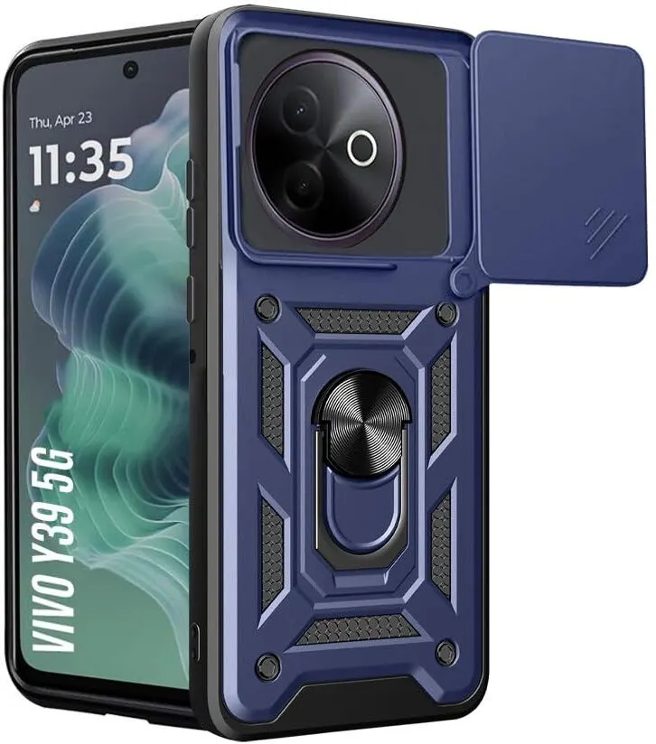 Micvir Back Cover for Vivo Y39 5G (Blue, Shock Proof, Polycarbonate, Silicon, Pack of: 1)