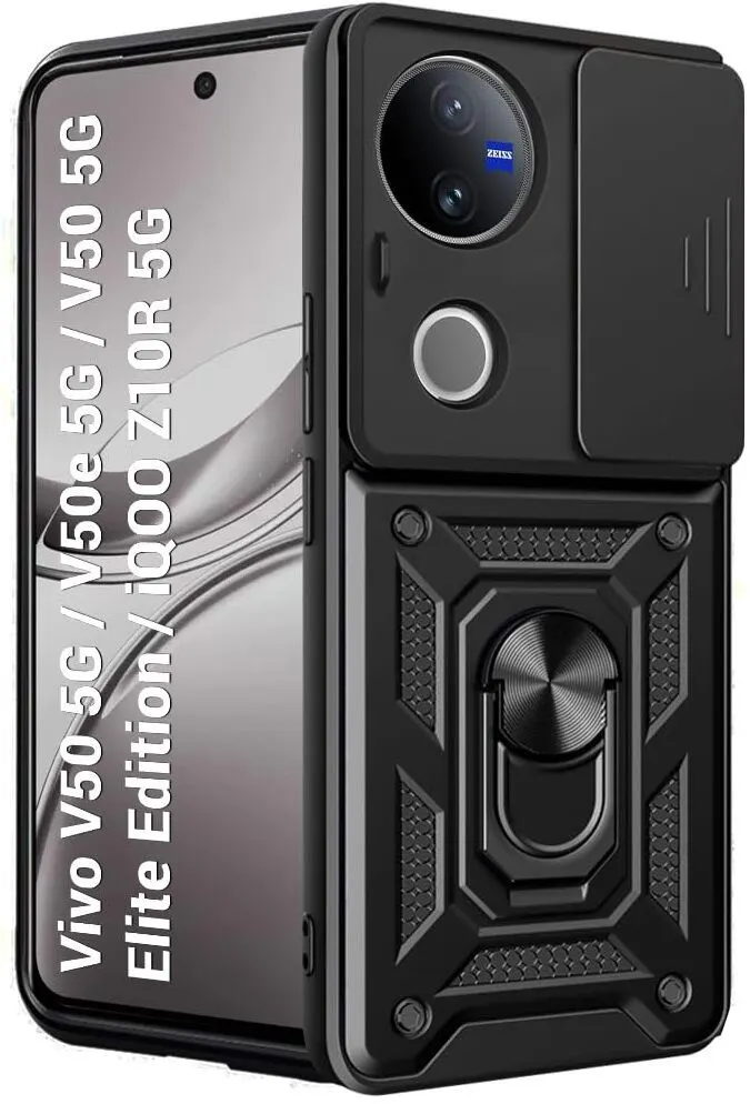 Micvir Back Cover for iQOO Z10R 5G (Black, Shock Proof, Polycarbonate, Silicon, Pack of: 1)