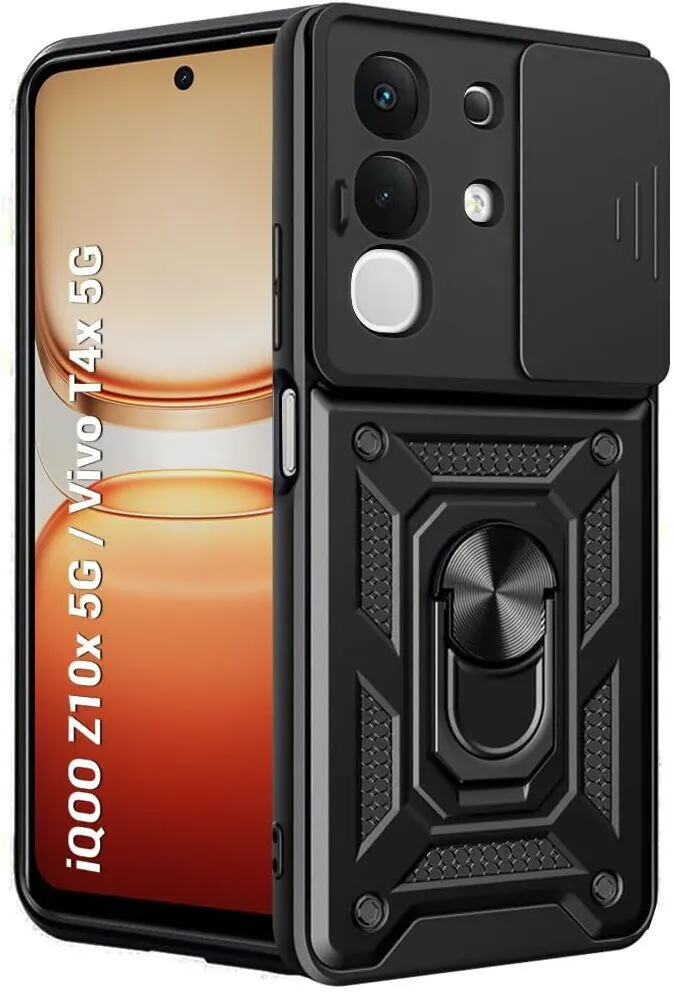 Micvir Back Cover for iQOO Z10x 5G (Black, Shock Proof, Polycarbonate, Silicon, Pack of: 1)
