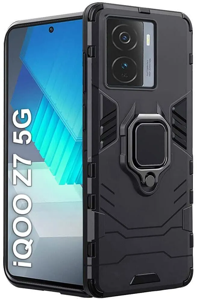 Micvir Back Cover for iQOO Z7 5G (Transparent, Black, Shock Proof, Plastic, Silicon, Pack of: 1)
