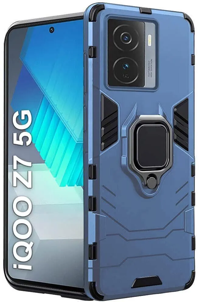 Micvir Back Cover for iQOO Z7 5G (Transparent, Blue, Shock Proof, Plastic, Silicon, Pack of: 1)