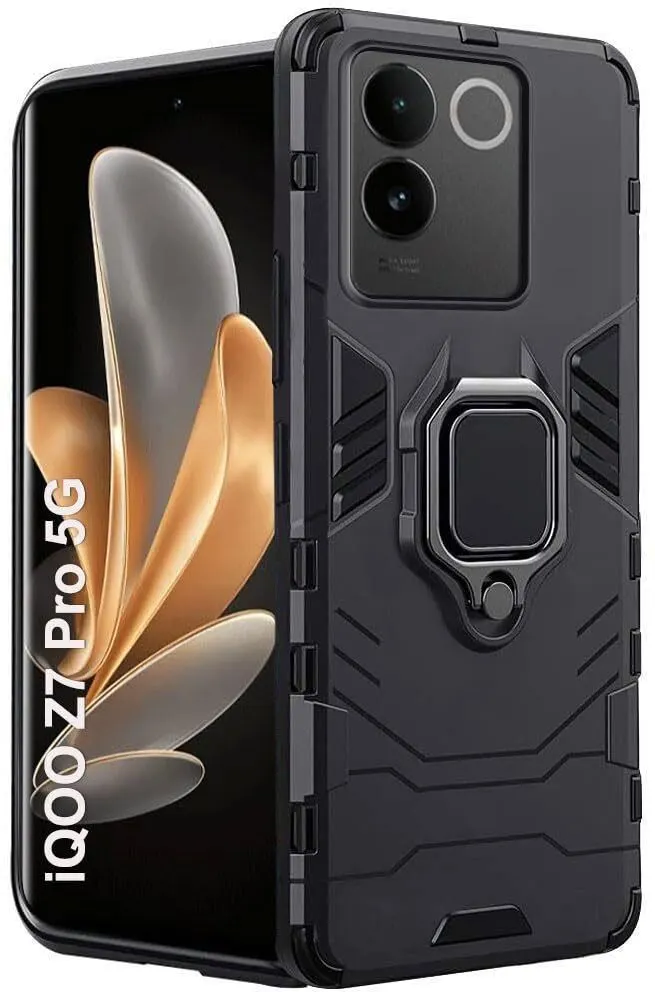 Micvir Back Cover for iQOO Z7 Pro 5G (Transparent, Black, Shock Proof, Plastic, Silicon, Pack of: 1)