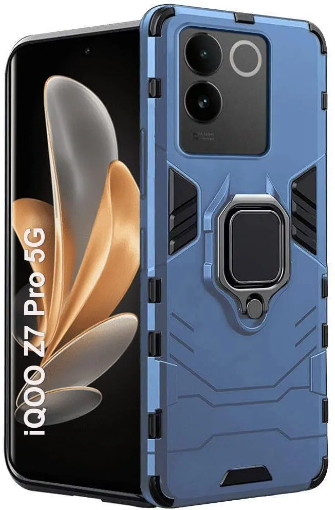 Micvir Back Cover for iQOO Z7 Pro 5G (Transparent, Blue, Shock Proof, Plastic, Silicon, Pack of: 1)