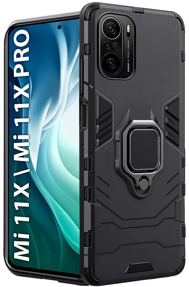 Micvir Back Cover for Mi 11X (Transparent, Black, Shock Proof, Plastic, Silicon, Pack of: 1)