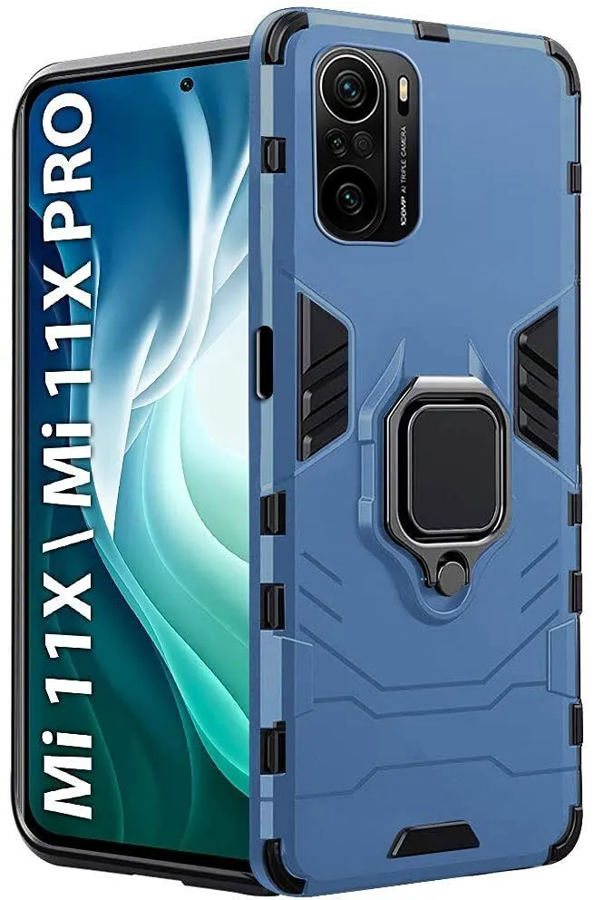 Micvir Back Cover for Mi 11X (Transparent, Blue, Shock Proof, Plastic, Silicon, Pack of: 1)